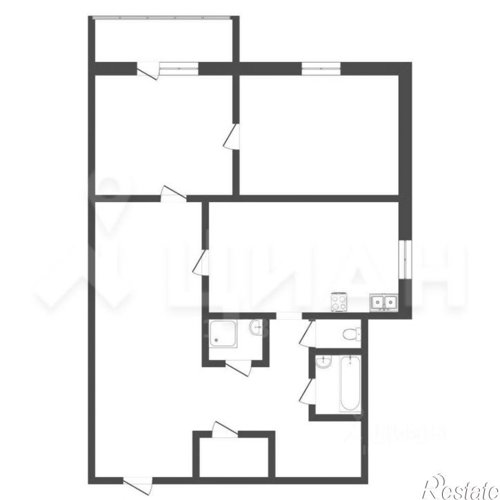 1-комн квартира ул Кабанова, 3,  д. 3